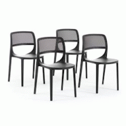 RATTATAN Set de 4 chaises en résine renforcée de fibre de verre, design classique, empilables pour extérieur, jardin, bar, restaurant, cuisine – RATTATAN Set de 4 chaises en résine renforcée de fibre de verre, design classique, empilables pour extérieur, jardin, bar, restaurant, cuisine –