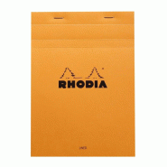 RHODIA Bloc N°16 orange format 148x210, 80 feuilles 80 g/m² agrafées, ligné + marge - Lot de 10 - 3037920166001