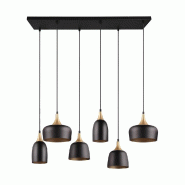 Suspension 6xE14, max. 25W, Noir mat et laiton - Trio - Chiraz - noir 4017807566864