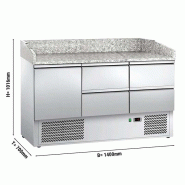 Table de préparation pizza plan de travail en granit 1400 x 700 - 1 porte et 4 tiroirs Table de préparation pizza plan de travail en granit 1400 x 700 - 1 porte et 4 tiroirs
