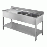 Vaiotec TOPLINE 700 Évier, 2 cuves à droite, égouttoir, fond, LH 1600 x 700 x 850 mm - inox 10457