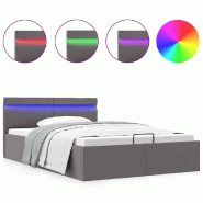 VidaXL Cadre de lit à rangement hydraulique sans matelas avec LED gris  Modèle Wermonyx - 285555