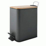 WellHome - Poubelle à pédale de 5L de couleur Anthracite 14x28x29cm - ERIK - noir acier WH17066