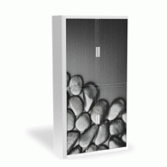 Armoire à rideaux avec décor Zen - EasyOffice. - Pebble, Haute_0