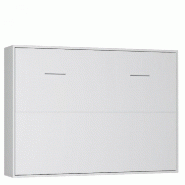 ARMOIRE LIT HORIZONTALE ESCAMOTABLE STRADA-V2 BLANC MAT COUCHAGE 160*200 CM.