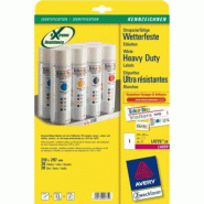 AVERY 20 étiquettes ultra-résistantes Laser blanches, format 210 x 297 mm (20 feuilles A4 / cdt) - blanc 3266550132258