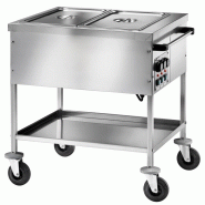 Chariot bain-marie avec étagère inférieur, 2x GN 1/1 h 150 mm, 2 températures 840x650x850 mm - VIRTUS - 0615402348942