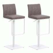 CLP Lot de 2 tabourets de bar Panama tissu Gris/Blanc - gris textile 307745