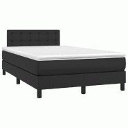 Décoshop26 - Cadre de lit LED avec sommier tête de lit matelas 120x200cm synthétique noir TDL0209267 - noir 3001703547769