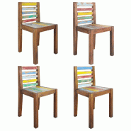 Décoshop26 - Lot de 4 chaises de salle à manger cuisine bois de récupération solide design vintage CDS021332 - Bois massif 3001182199787