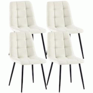 Décoshop26 - Lot de 4 chaises de salle à manger en tissu crème pieds métal noir design moderne et confortable CDS10411 - noir 3002483432696 Décoshop26 - Lot de 4 chaises de salle à manger en tissu crème pieds métal noir design moderne et confortable CDS10411 - noir 3002483432696