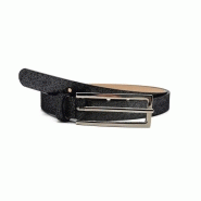Fine ceinture femme en cuir noir pailletÉ boucle allongÉe - 9093 noir paillete