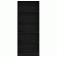 Helloshop26 - Armoire moderne avec 5 étagères rangement 80 x 50 x 200 cm en bois d'ingénierie chêne noir 02_0056014 - noir Bois manufacturé 30002