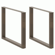 Helloshop26 - Lot de 3 pieds de table à manger en U 100 x 72-73 cm avec niveleurs réglables style moderne en acier naturel 02_0057455 - acier 300024