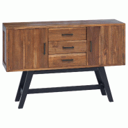 Helloshop26 - Meuble TV vintage pratique avec tiroirs et étagères 110 x 30 x 75 cm en bois de teck massif naturel 02_0059092 - Bois massif 300024094