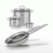 Lot de 3 Faitouts Elo Relief Solution 12/20/26cm et 2 Poêles 24/28cm - gris 3176239959925