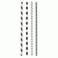 Paille en papier noir et blanc Ø0,6x20cm par 200