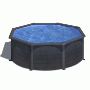 Piscine ronde acier ø3,70m x h: 1,22m -  gris anthracite - filtration à sable