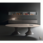 Table de réunion forme ovale Ola - Martex - Anthracite, Beige RAL 1019