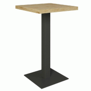 Table mange debout Cage noir plateau chêne clair 70x70x111cm