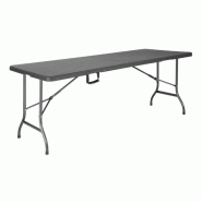 Table pliante rectangulaire (L)1829 x (P)743 x (H)728 mm, en acier et polyéthylène imitation rotin Table pliante rectangulaire (L)1829 x (P)743 x (H)728 mm, en acier et polyéthylène imitation rotin