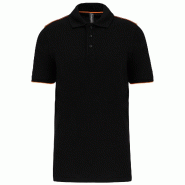 WK Designed To Work Polo DayToDay contrasté manches courtes homme Black / Orange 5XL 65% Polyester | 35% Coton - XXXXXL 3663938183046