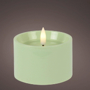 Bougie LED extérieur effet cire fondue vert Ø7,5 H5cm