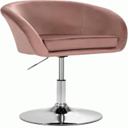 Chaise d'appoint COSTWAY, réglable en hauteur, rembourrée, pivotante à 360°, chaise de salle à manger - rose métal VH32335BW