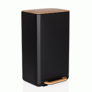 Collecteur à déchets / Poubelle CLEAN NATURA 30 L aspect bois acier noir/noyer hjh OFFICE - noir métal 741200