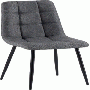 Décoshop26 - Chaise de salle à manger x1 coutures forme carrées en tissu gris foncé pieds en métal noir 10_0001973 - gris métal 3000250774413