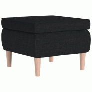 Décoshop26 - Tabouret assise repose-pieds avec pieds en bois et tissu noir DEC026313 - Bois massif 3000255746095