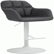 Décoshop26 - Tabouret de bar chaise haute x1 fonction rotation 360° en similicuir noir avec coutures décoratives piètement métal 10_0006675 - noi