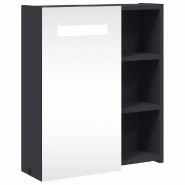 Helloshop26 - Armoire de salle de bain murale avec éclairage LED 45 x 13 x 52 cm rangement pratique style épuré en bois gris 02_0047266 - gris verr