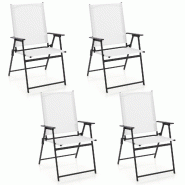 Helloshop26 - Lot de 4 chaises pliantes de jardin 62 x 58 x 96 cm confortables et ergonomiques style contemporain en métal blanc 20_0012583 - blanc m