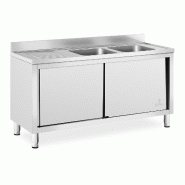 Helloshop26 - Plonge inox sur meuble 2 bacs acier inoxydable - 400 x 400 x 250 mm professionnelle  14_0005016 - 3000227841537