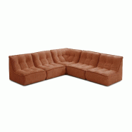 Oviala Business Canapé d'angle modulable 5 places L250 cm en velours côtelé terracotta, L 250 x l 250 x h 70 cm Oviala - orange polyester 116420 Oviala Business Canapé d'angle modulable 5 places L250 cm en velours côtelé terracotta, L 250 x l 250 x h 70 cm Oviala - orange polyester 116420