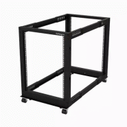 Rack Serveur Mobile 15U 4 Poteaux, Rack Réseau 19" 4 Poteaux avec Roulettes, Rack Roulant avec Profo