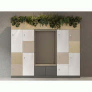 12 casiers de rangement avec banquette et jardinières 12 casiers de rangement avec banquette et jardinières