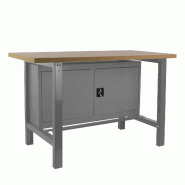 SimonRack Table de travail d’atelier, 1800x750 mm, armoire, plateau MDF 35 mm, Charge 600 kg, Gris - BT-6 - gris métal 8435104942642