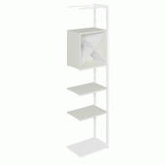 Suite structure Cage blanc base métal 58x40x240cm 2 tabl et cube blanc mat