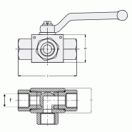 Vanne VBS 3 voies électro zinguées percées - Femelle gaz - Passage en L - VBS HP 3V 1/4 EZ PERCEE