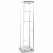 Vitrine colonne cadre aluminium gris et verre trempé 40x40x180 cm