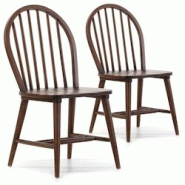 VS Venta-stock Pack 2 chaises Clarck Couleur Noyer, Bois Massif, 48 cm x 48 cm x 92 cm - marron Bois massif I20042