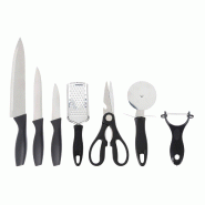 WellHome - Couteaux de Cuisine 7 Pièces en Acier Inoxydable avec Manches Noirs - noir inox WH16782