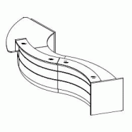 Banque d'accueil Valde forme vague avec accès PMR  - MDD - Blanc, Blanc brillant, Gauche