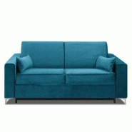 CANAPÉ CONVERTIBLE EXPRESS JACKSON 140CM COMFORT BULTEX® 12CM SOMMIER LATTES RENATONISI TWEED BLEU TURQUOISE