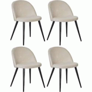 Chaise en velours avec pieds en acier Velvet Lot de 4 Venture Home - beige 3700866352332 Chaise en velours avec pieds en acier Velvet Lot de 4 Venture Home - beige 3700866352332
