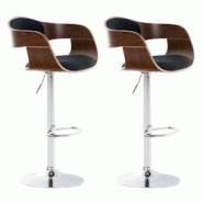 Décoshop26 - Lot de 2 tabourets de bar design scandinave en tissu noir et structure en bois couleur noyer 10_0004248 - noir 3000252007878 Décoshop26 - Lot de 2 tabourets de bar design scandinave en tissu noir et structure en bois couleur noyer 10_0004248 - noir 3000252007878