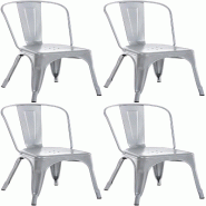 Décoshop26 - Lot de 4 chaises de salle à manger empilable avec dossier style industriel en métal argenté 10_0006870 - argenté métal 3000265810427