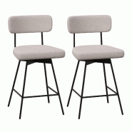 Helloshop26 - Lot de 2 tabourets de bar pivotants 47 x 51 x 90,5 cm 360° de confort design scandinave en lin beige 20_0012532 - 3000227273123 Helloshop26 - Lot de 2 tabourets de bar pivotants 47 x 51 x 90,5 cm 360° de confort design scandinave en lin beige 20_0012532 - 3000227273123